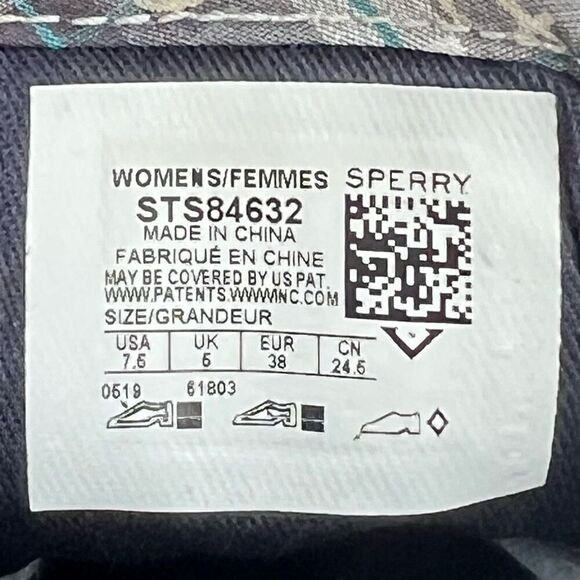 Sperry Pier View Anchor Plaid Gray Blue White Canvas Laced Slip On Sneakers 7.5 - Picture 8 of 11